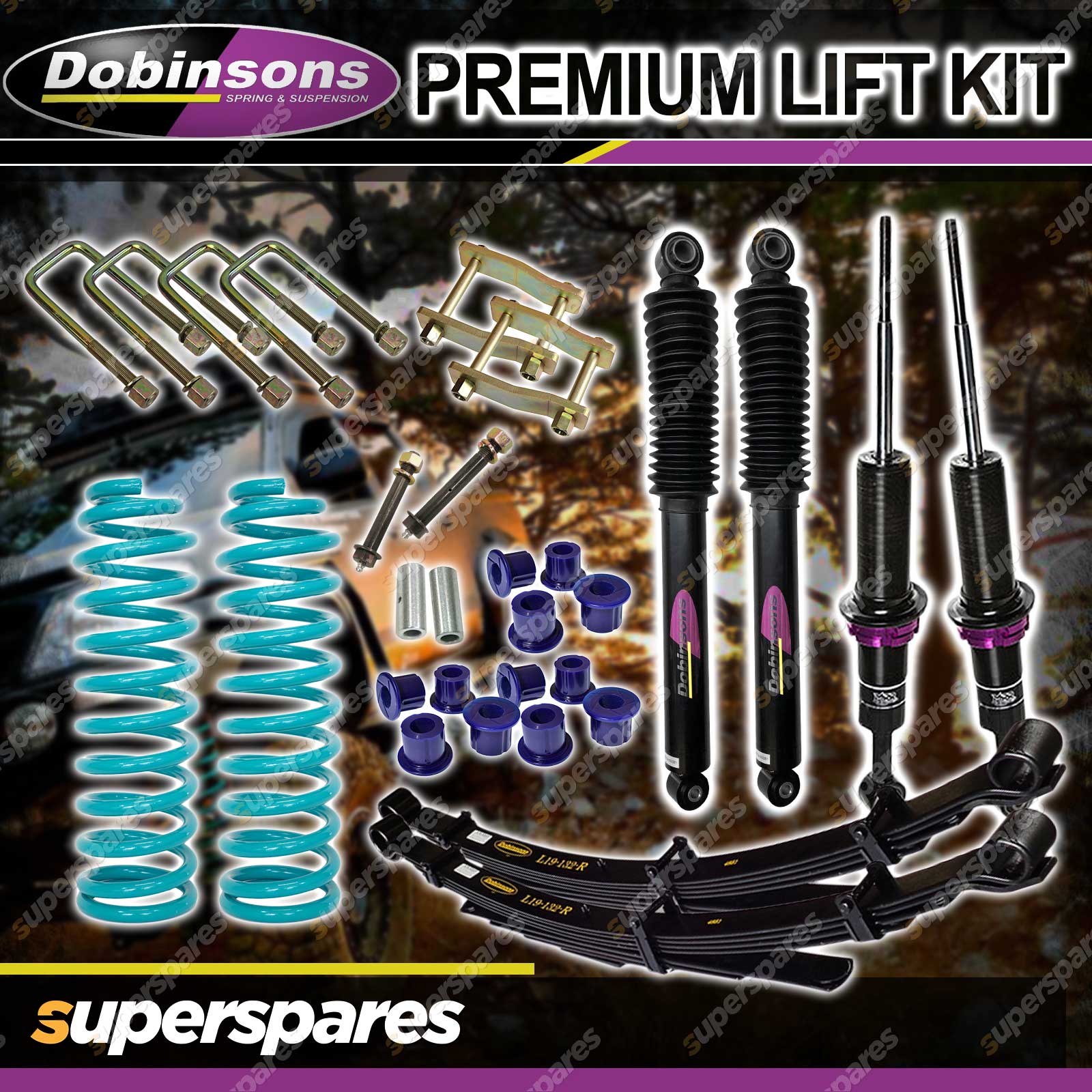 Dobinsons 2 Inch 50mm Monotube Shock Coil Leaf Lift Kit For Hilux KUN26 ...