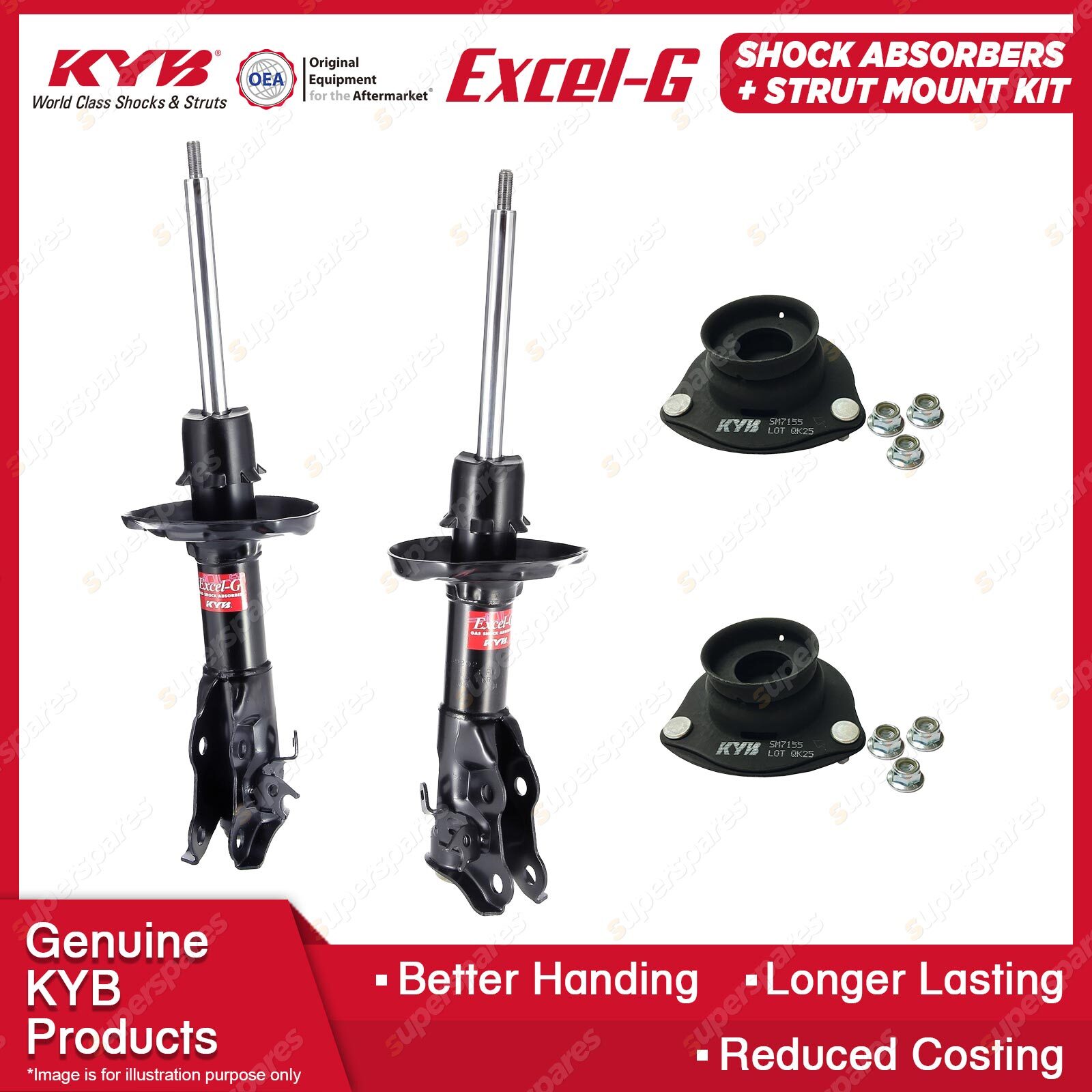 2 Front KYB Shock Absorbers Strut Mount Kit for Honda Civic FD1