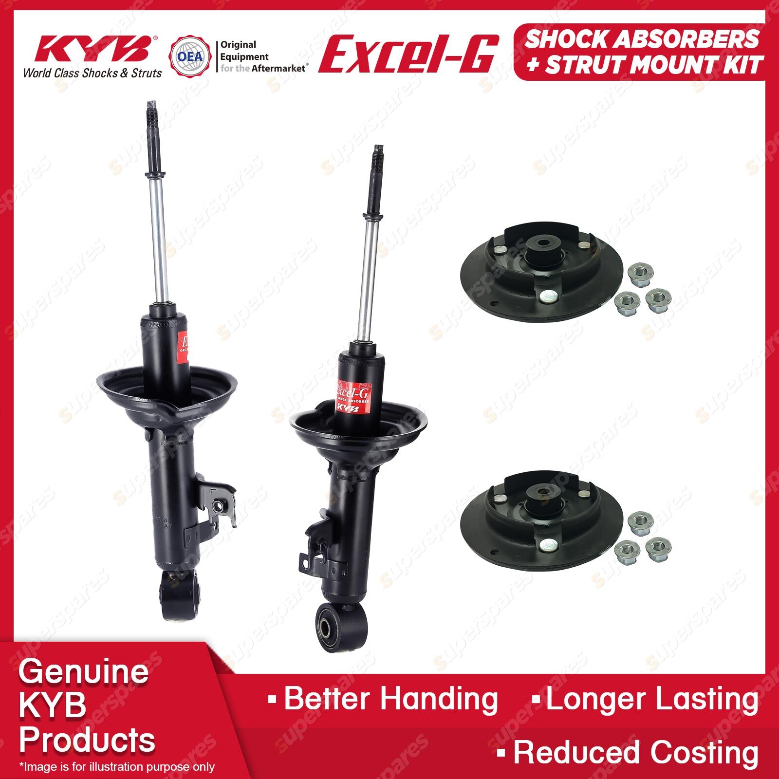 Front KYB Shock Absorbers Strut Mount Kit for Toyota Hilux GGN15R