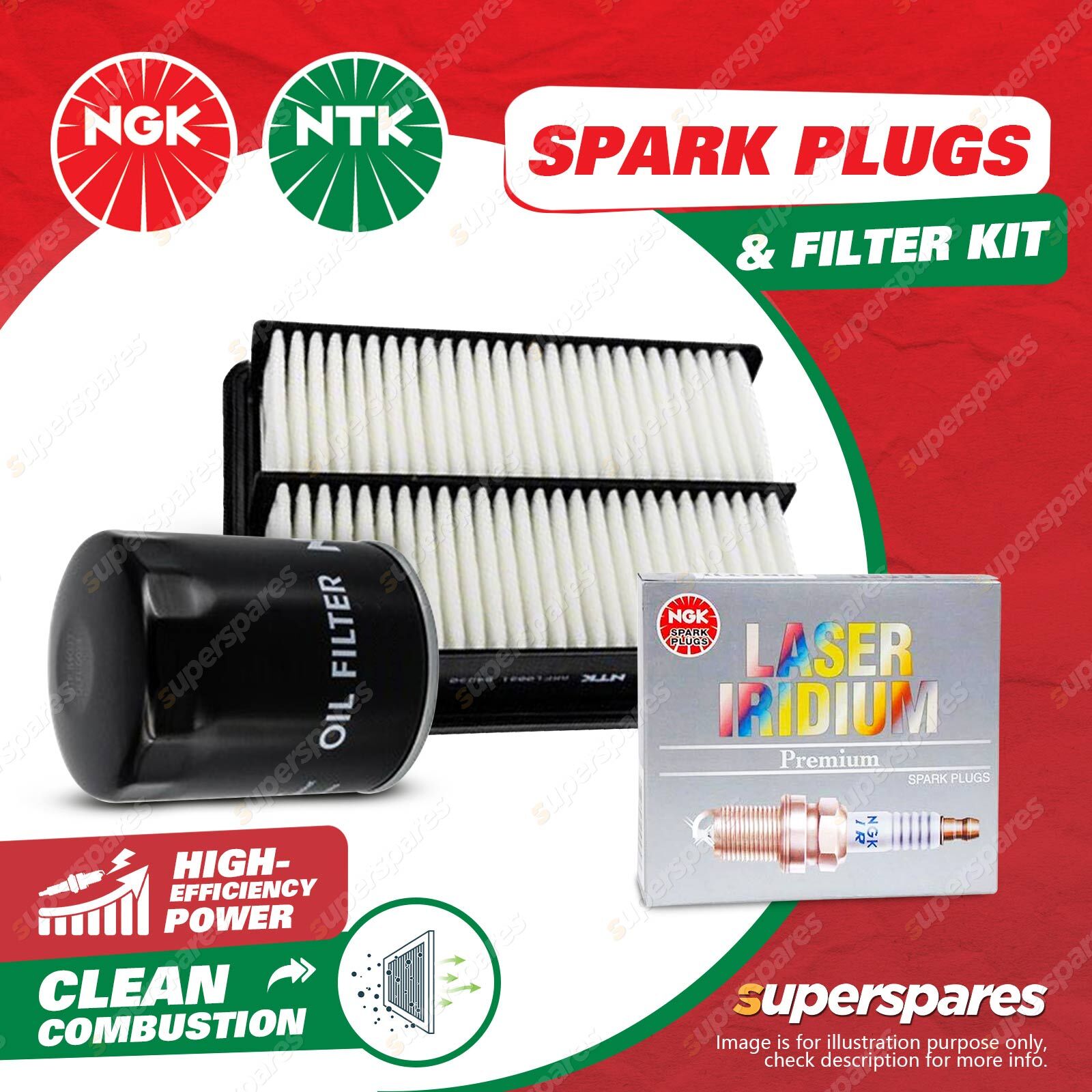 NGK Iridium Spark Plugs & NTK Air Oil Filter for Subaru Liberty BM B14 ...