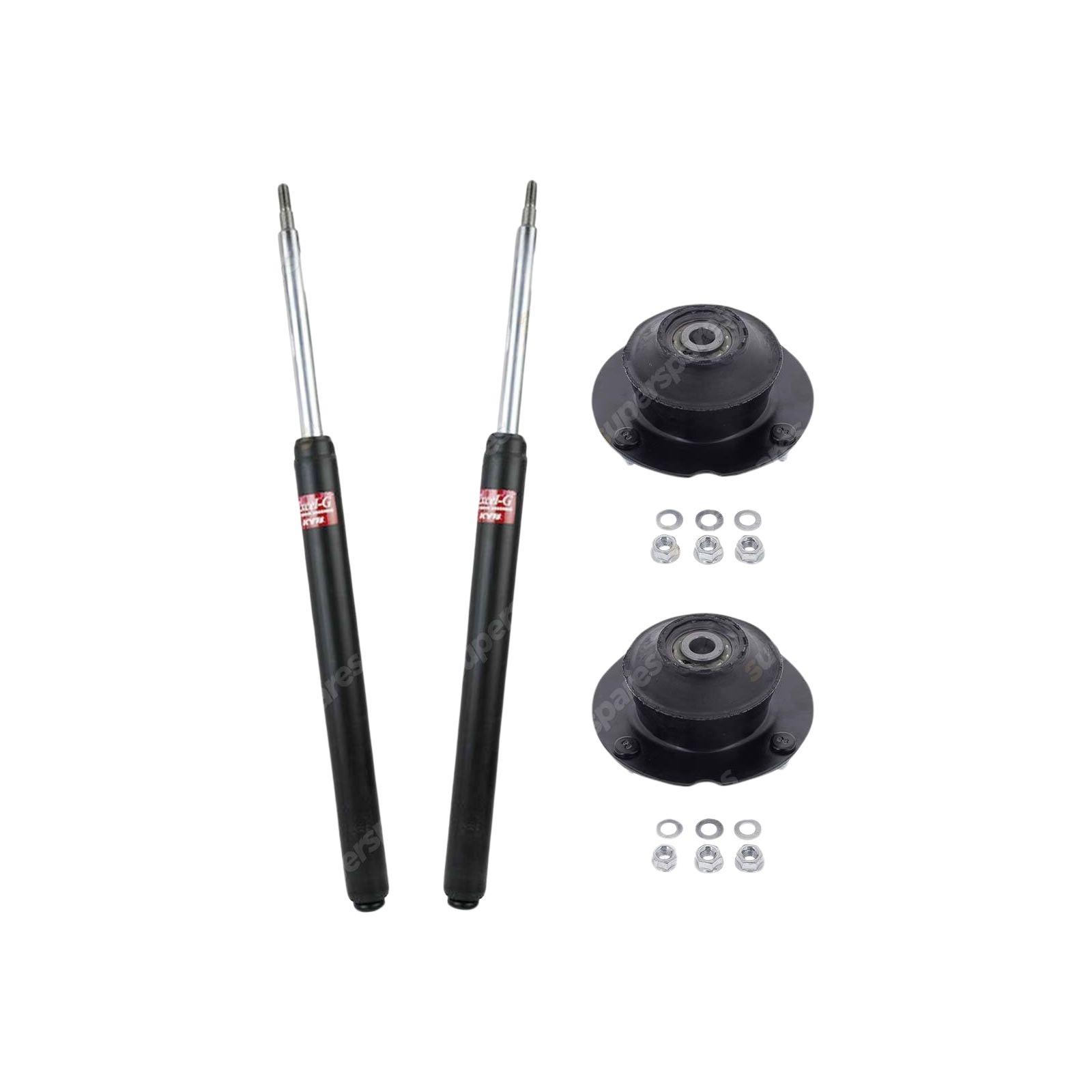 Pair Front KYB Shock Absorbers + Strut Top Mount Kit for BMW 518i 520i E34 88-94