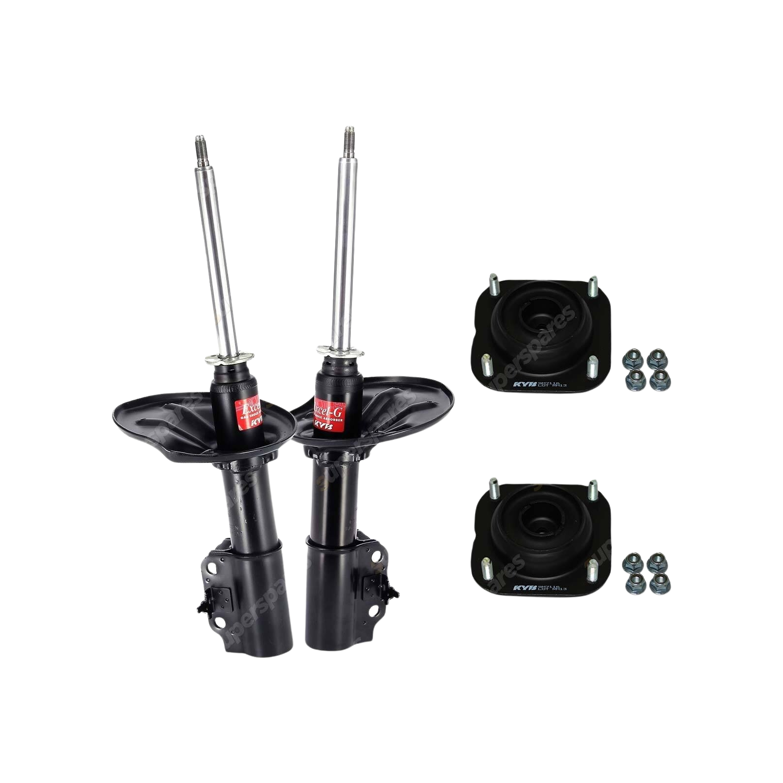 2 Front KYB Shock Absorbers + Strut Top Mount Kit for Ford Laser KF KH 90-94