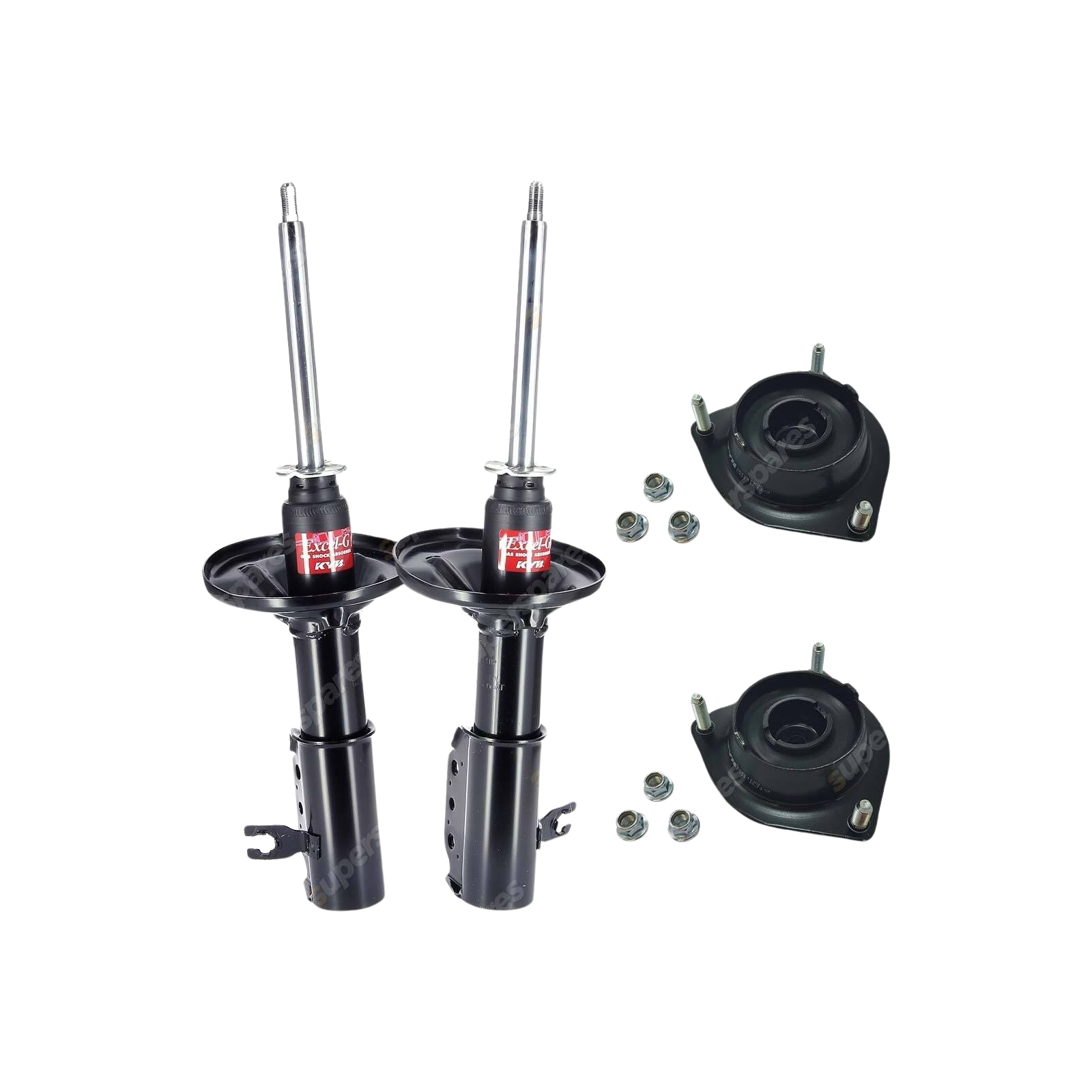 2 Front KYB Shock Absorbers + Strut Top Mount Kit for Ford Laser KJ 94-99