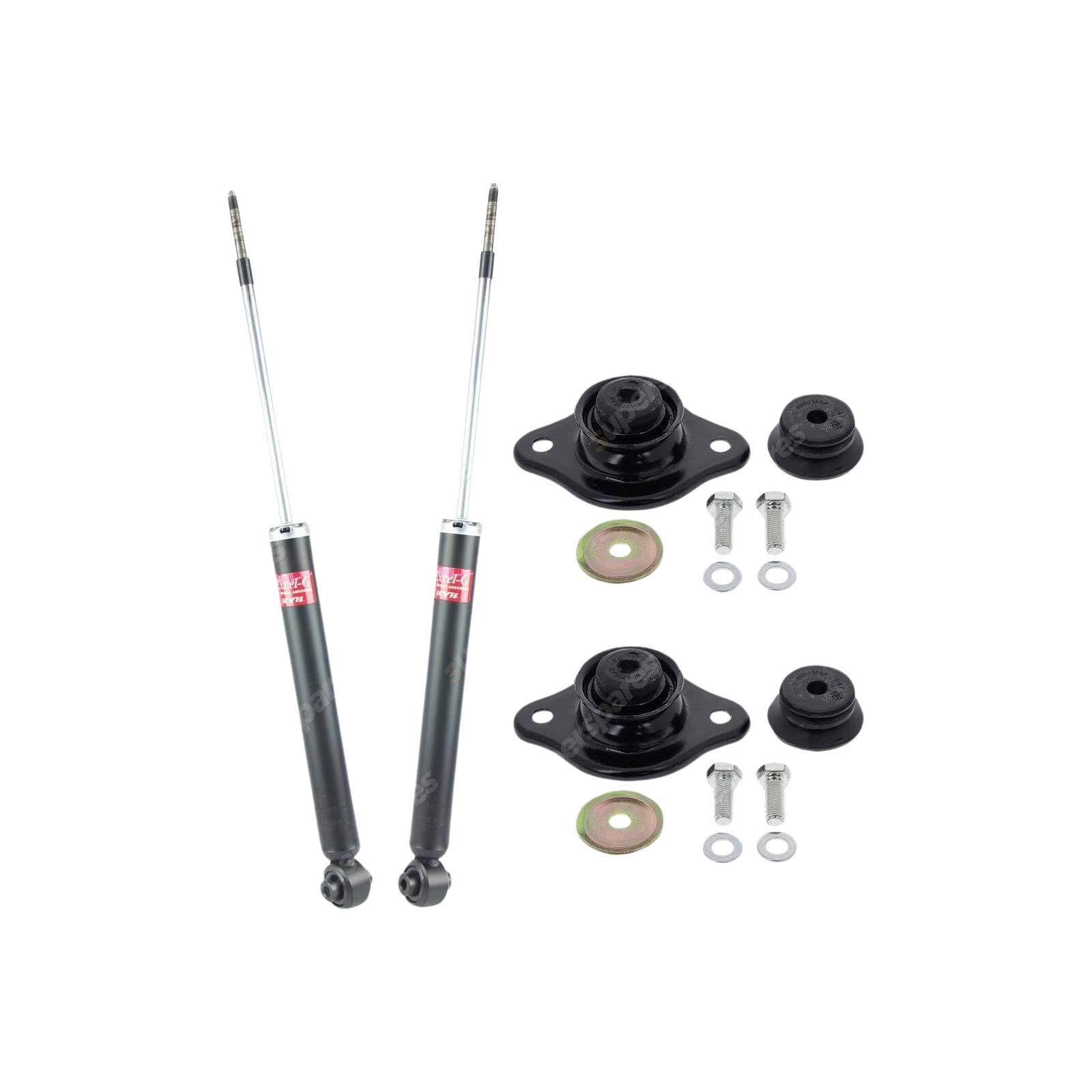 2x Rear KYB Shock Absorbers + Strut Mount Kit for Holden Barina TK 05-11