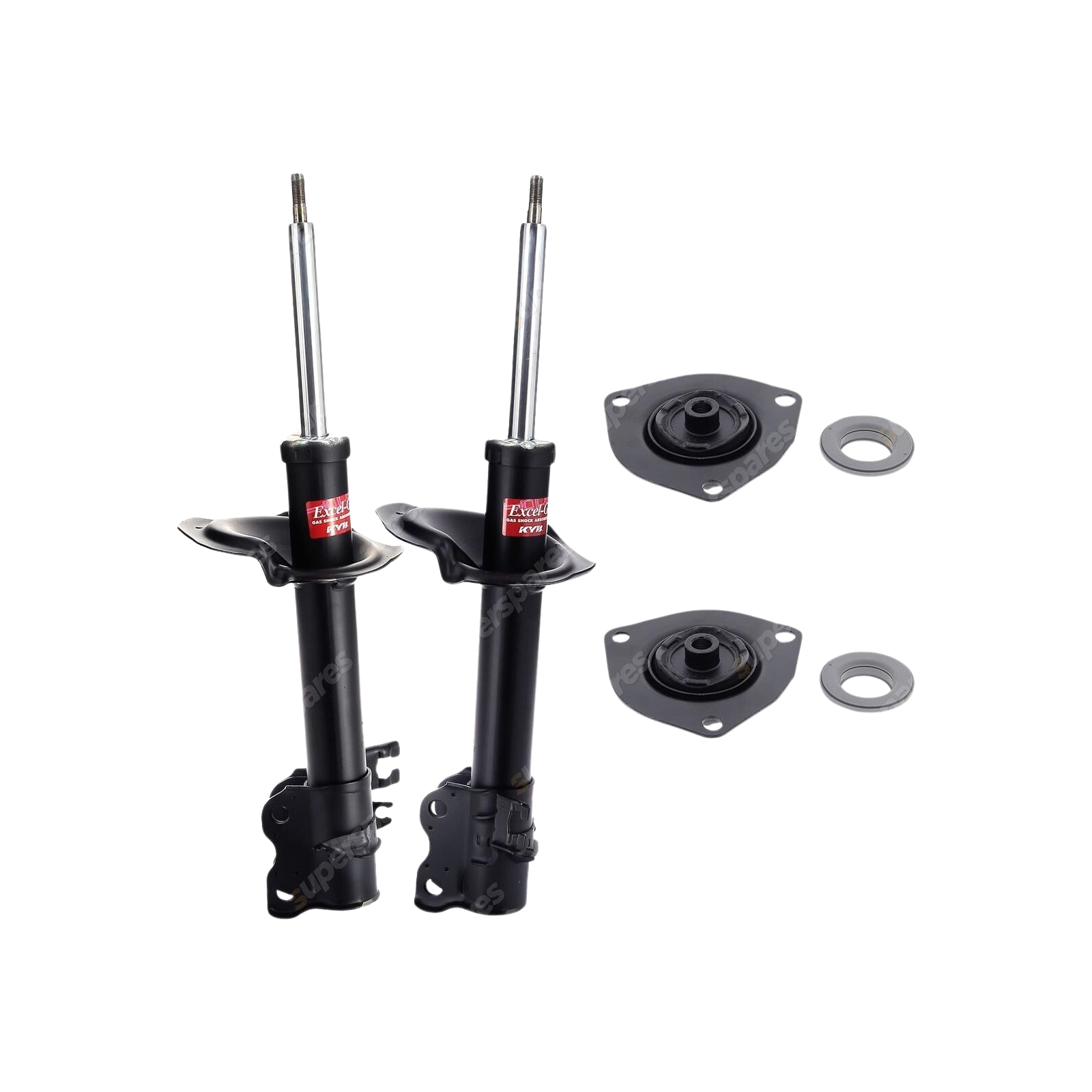 2x Front KYB Shock Absorbers + Strut Mount Kit for Nissan X-Trail T30 01-07