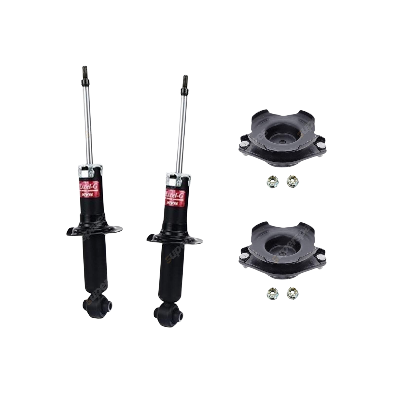 Pair Rear KYB Shock Absorbers + Strut Mount Kit for Subaru Impreza GJ7 GP7 12-13