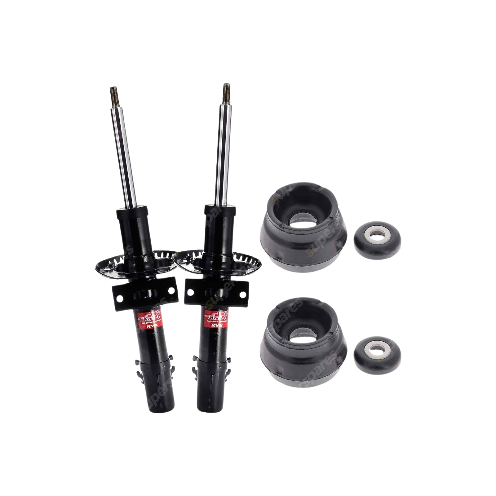 Pair Front KYB Shock Absorbers + Strut Mount Kit for Volkswagen Polo 6C 6R 14-ON