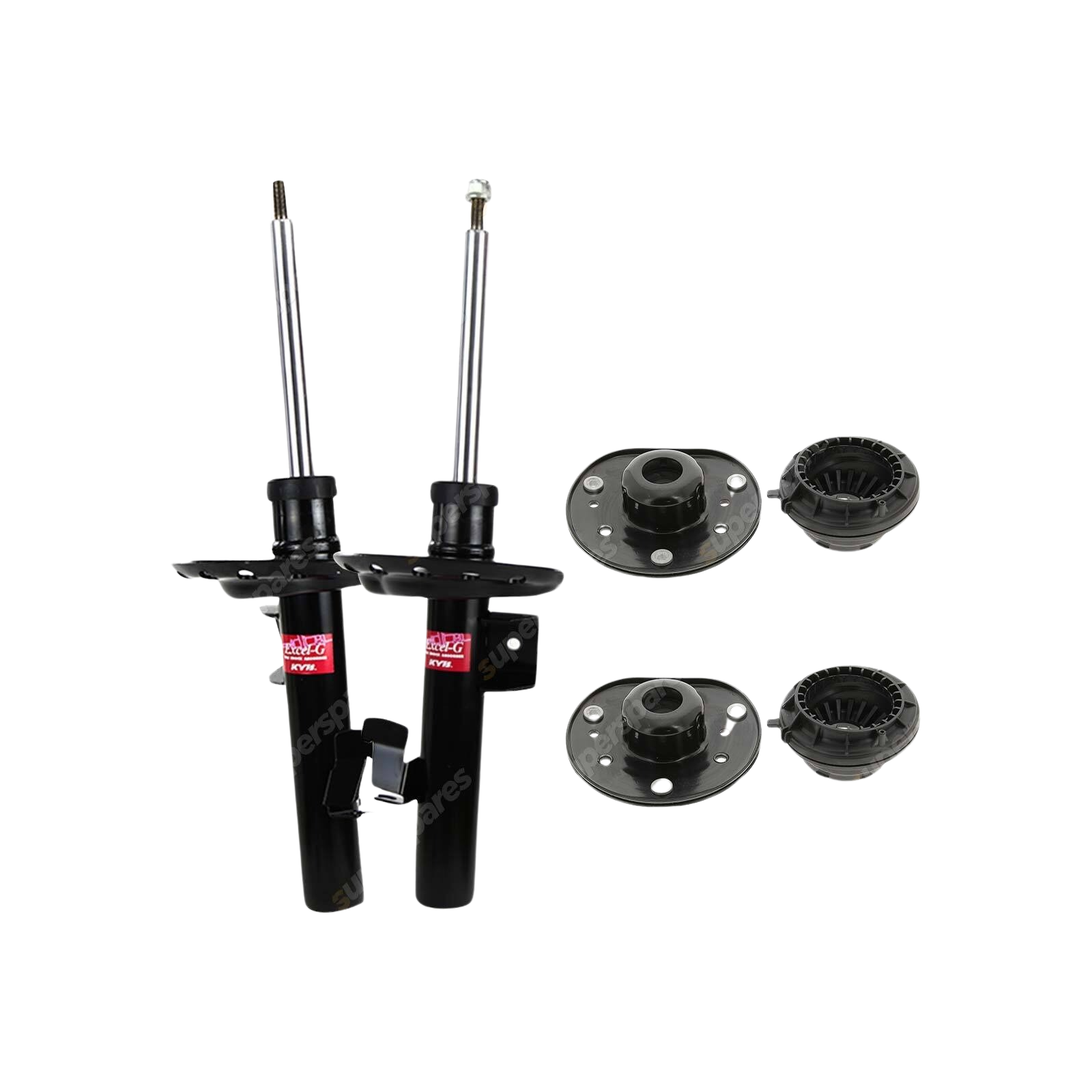 Pair Front KYB Shock Absorbers + Strut Top Mount Kit for Volvo XC60 Wagon 09-ON