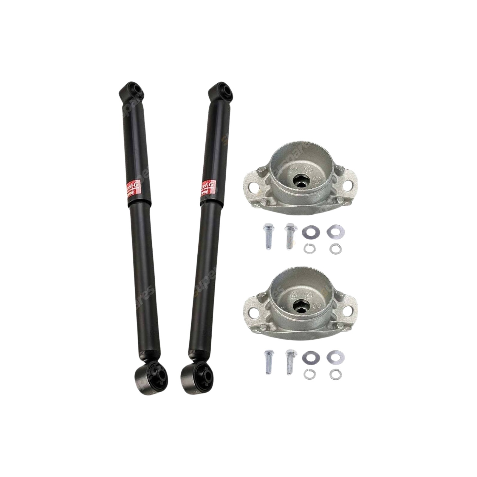 Pair Rear KYB Shock Absorbers + Strut Top Mount Kit for Audi A3 8V 13-16