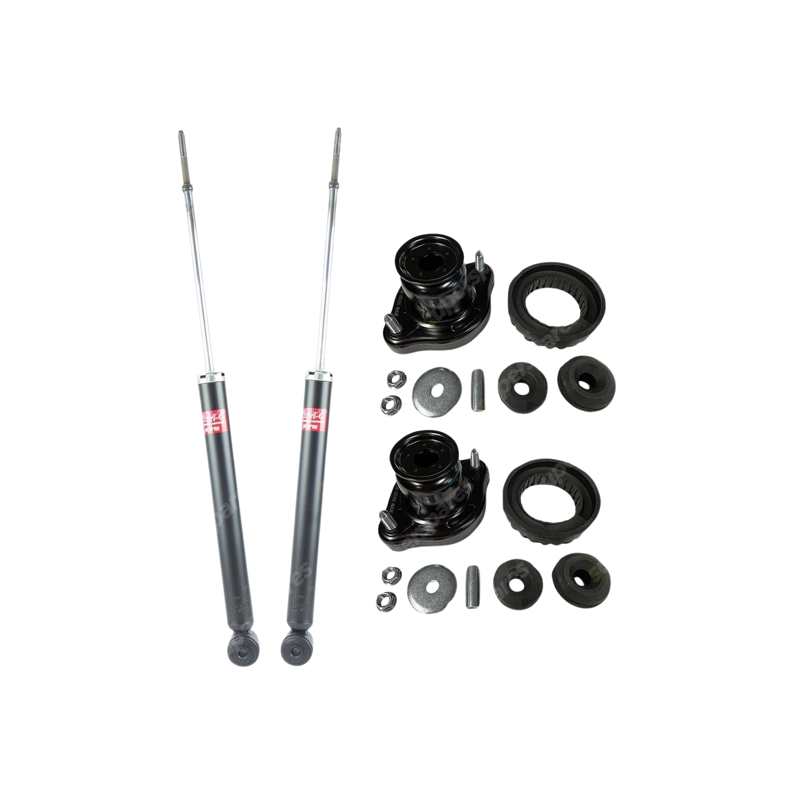 Pair Rear KYB Shock Absorbers + Strut Top Mount Kit for Mitsubishi Colt RG 02-13