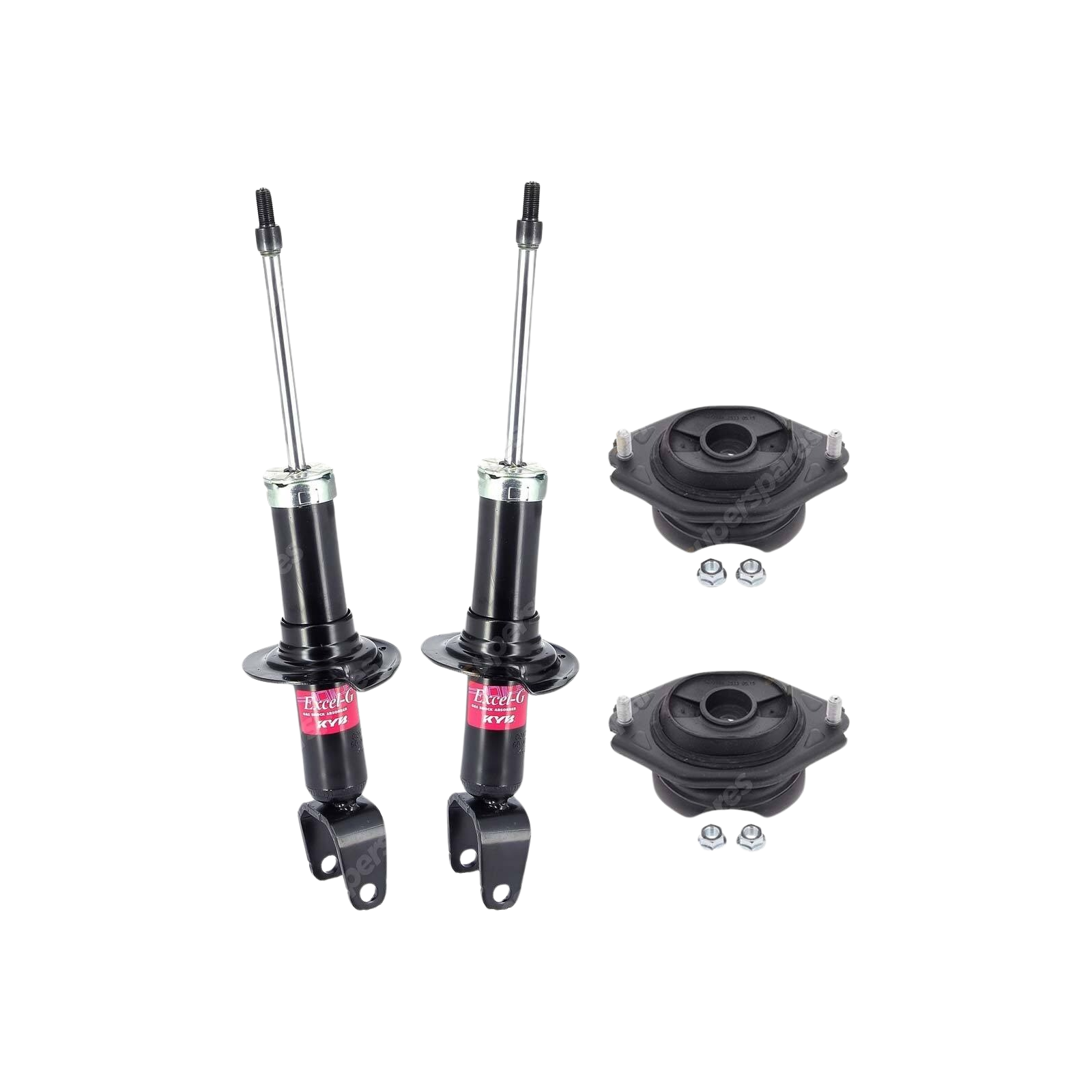 Pair Rear KYB Shock Absorbers + Strut Top Mount Kit for Subaru Tribeca EKU FKU