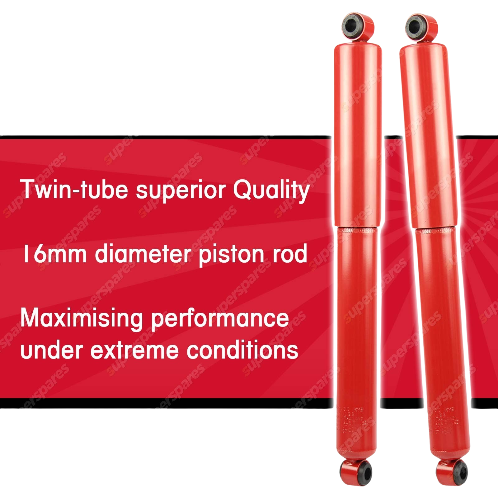 2x Rear KYB SKORCHED 4'S Shock Absorbers for Isuzu D-Max TF 08-12 Lifted Susp