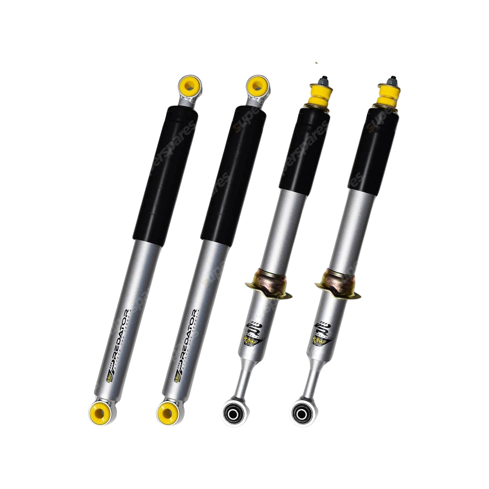 Front + Rear 50mm RAW 4x4 Predator Shock Absorbers for Ford Ranger PX III PX3