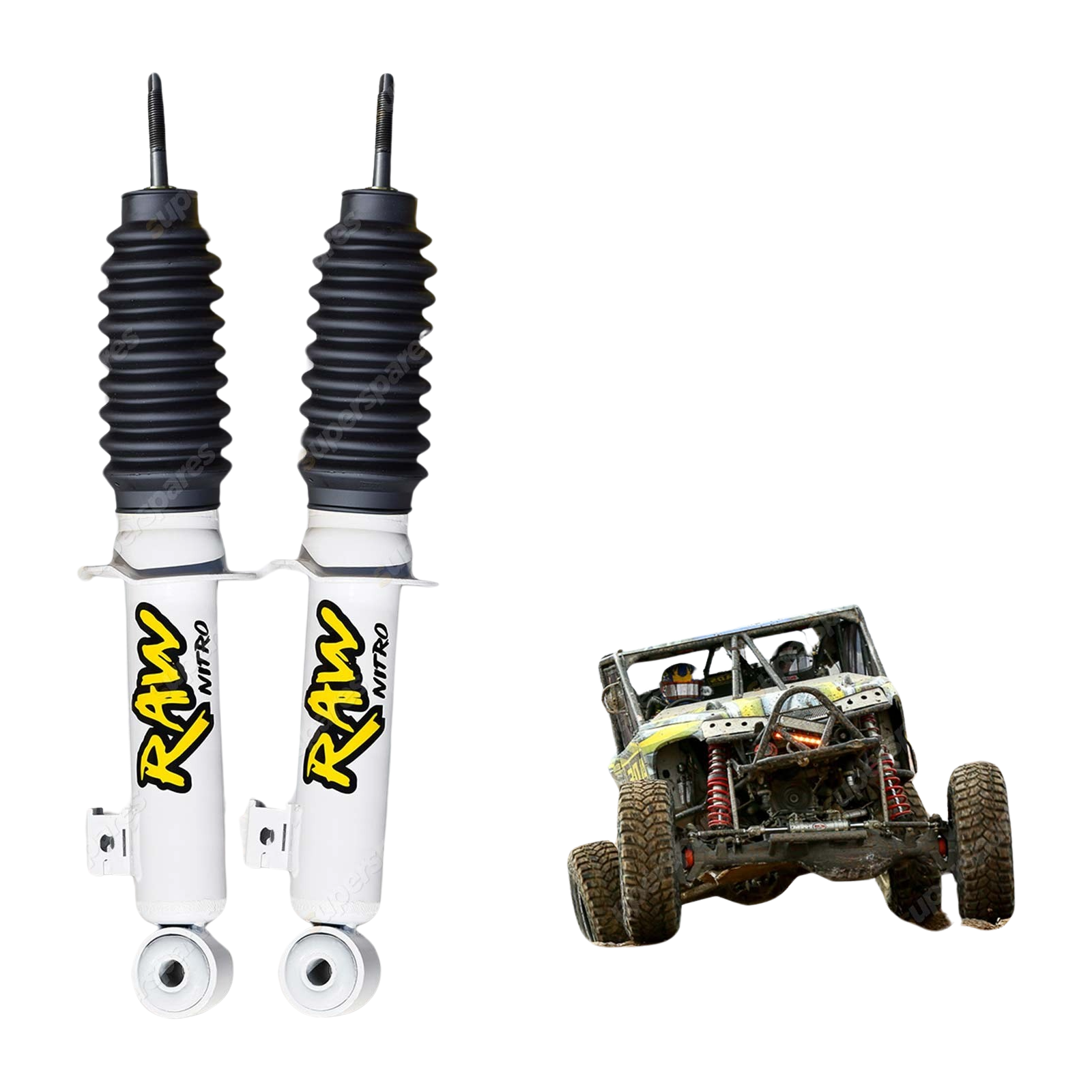 2 x Front 40mm Lift RAW 4x4 Nitro Shock Absorbers for Mitsubishi Triton ML MN MQ