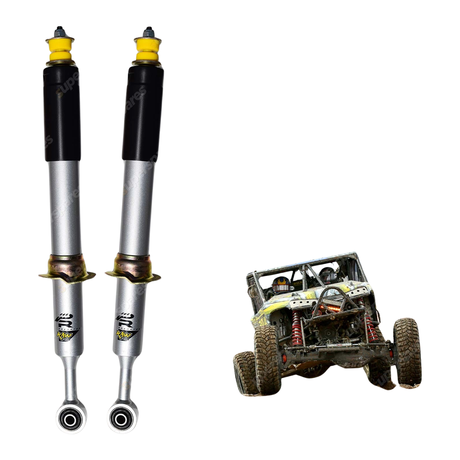 2 Front 40mm RAW 4x4 Predator Shock Absorbers for Mitsubishi Pajero Sport PB QE