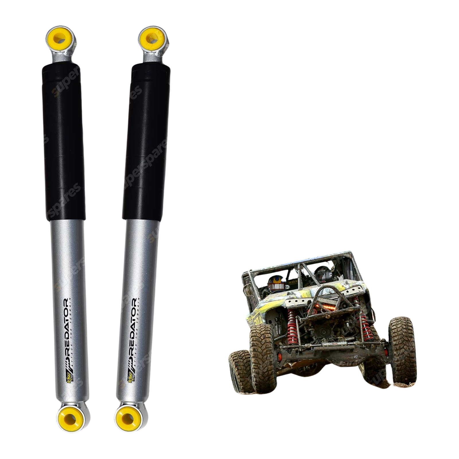 2 Rear 50mm RAW 4x4 Predator Silver Shock Absorbers for Holden Colorado RG I II