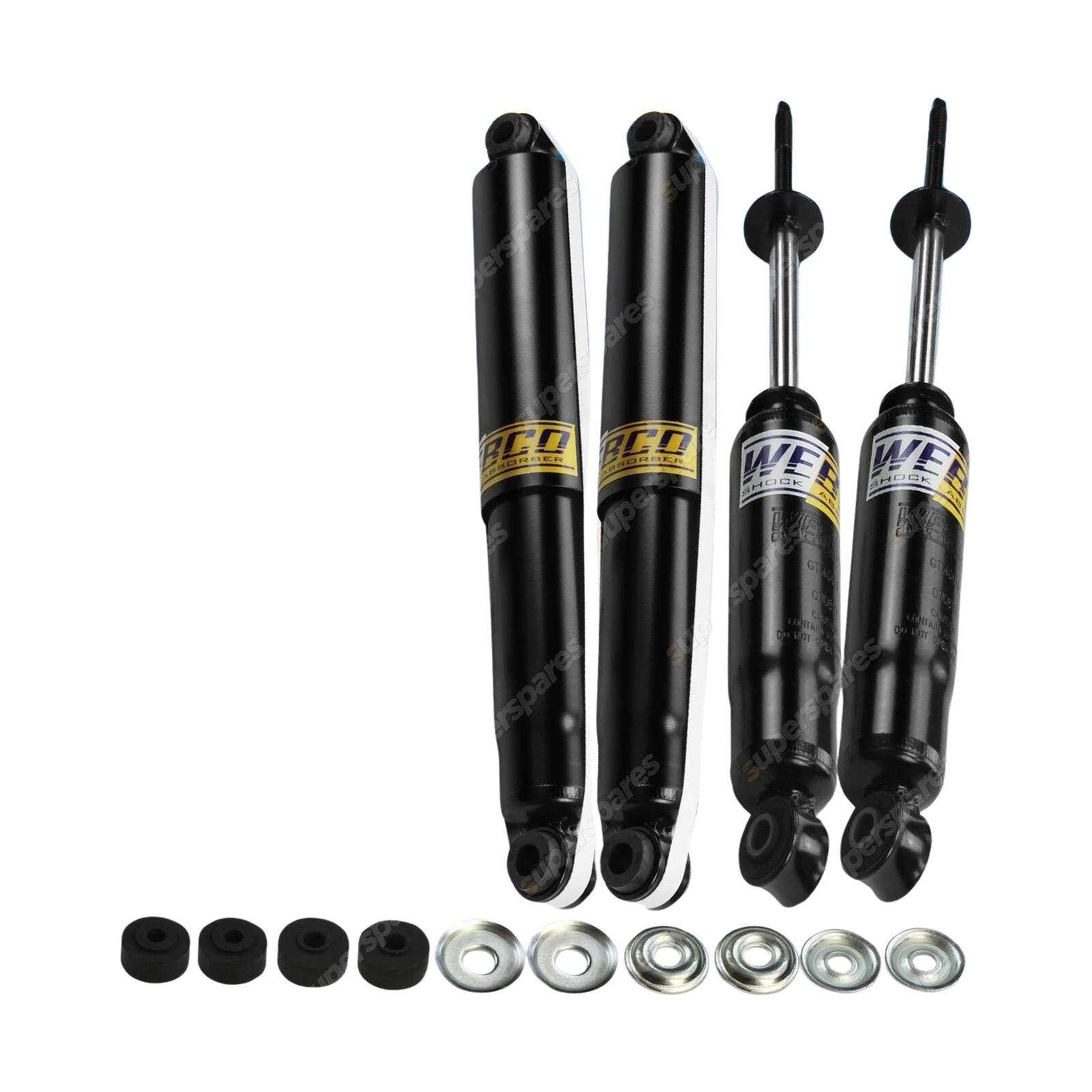 4 Webco Pro 4x4 HD Gas Shock Absorbers for Nissan Navara D22 4WD Ute 4/1997-on