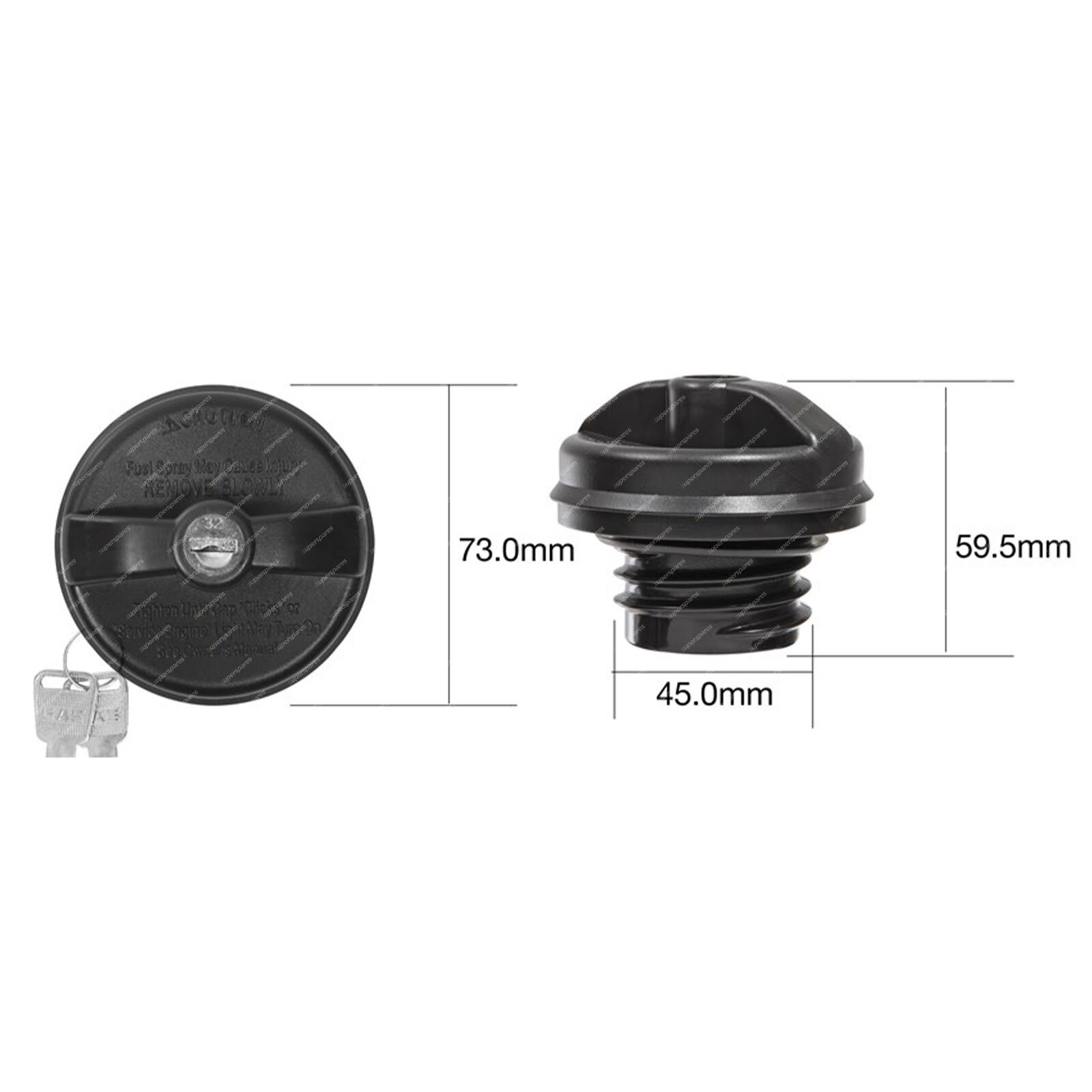 Tridon Locking Fuel Cap Plastic Screw 45.0mm for Fiat Punto 199 1.3L FWD Diesel