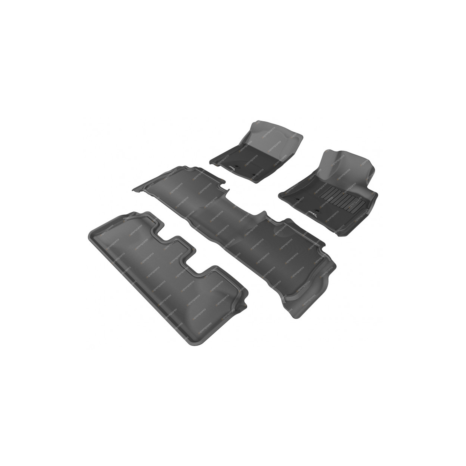 3 Rows Trufit 3D Rubber Mats Kagu Series for Lexus LX570 LX450d 2013-2021 Black