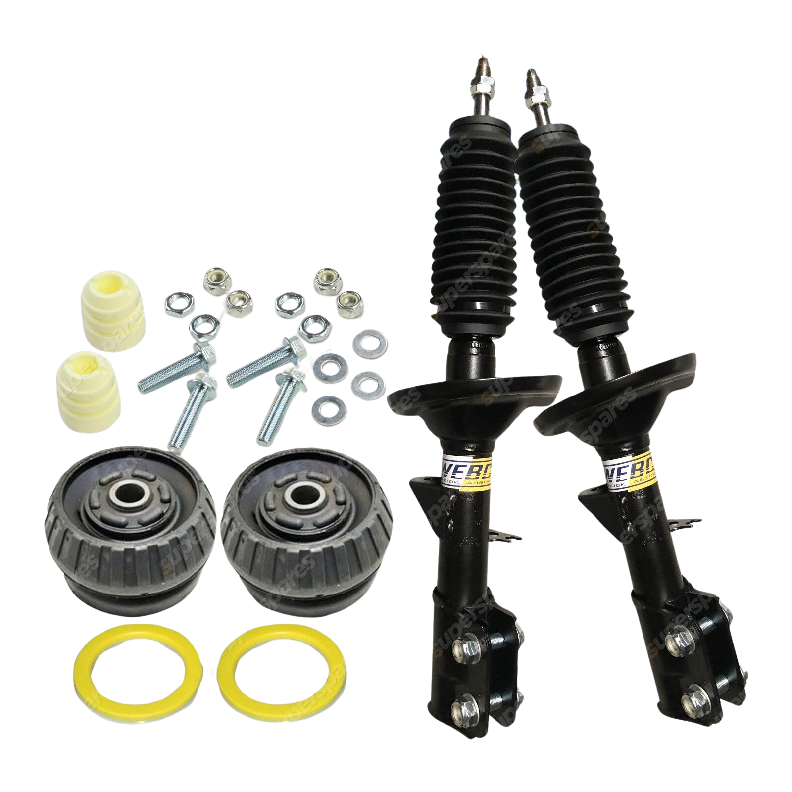 Pair Front Shock Absorbers + Strut Mount Bearing Kit for Holden Commodore VZ