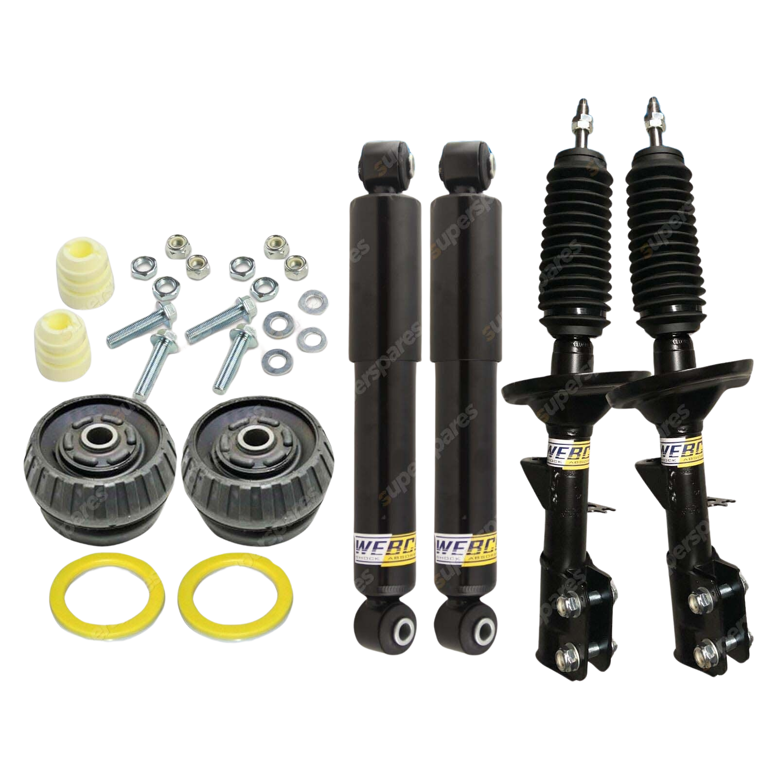 Front Rear Shock Absorbers + Strut Mount Bearing Kit For Holden Commodore VZ