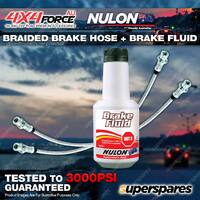 2 Rear Braided LH+RH Brake Hoses + Nulon Fluid for Landcruiser Prado VZJ 90 95