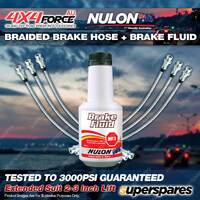 6 F+R Braided Brake Hoses + Nulon Fluid for Toyota Landcruiser HZJ73 2"-3" Lift