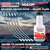 5 F+R Braided Brake Hoses Nulon Fluid for Landcruiser Prado KZJ RZJ 90 95 3"-4"