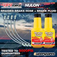 4 Front+Rear Braided Brake Hoses + Nulon Fluid for Mazda BT50 UR 11-on