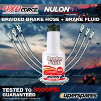 6 F+R Braided Brake Hoses + Nulon Fluid for Toyota Landcruiser HZJ73 90-on