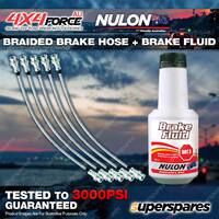 5 F+R Braided Brake Hoses + Nulon Fluid for Toyota Landcruiser HZJ105 NON ABS