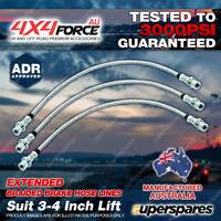 3 F+R Braided Brake Hoses Line for Toyota Landcruiser LJ70 RJ70 90-93 3"-4" Lift