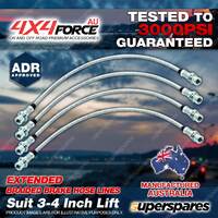 4x F + R Braided Brake Hoses Lines for Mitsubishi Triton ML MN 06-on 3"-4" Lift