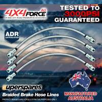 4x Front + Rear Braided Brake Hoses Lines for Toyota Landcruiser FZJ76 07-on