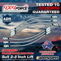 6x F + R Braided Brake Hoses for Toyota Landcruiser FZJ80 Without ABS 2"-3" Lift