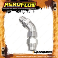 Aeroflow 45 Degree Tube To Male Adapter Hardline Fittings Silver 5/16" to -6 AN