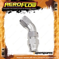 Aeroflow 45 Degree Tube To Female Adapter Hardline Fittings Silver 3/8" to -6 AN