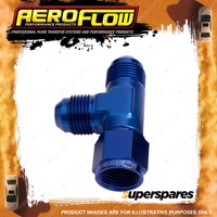 Aeroflow -4AN Tee Coupling Pipe Fitting Female Nut On Run Blue Finish