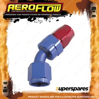 Aeroflow 200 Series Hose End PTFE Hose Fitting Blue/Red 45 Degree -16 AN