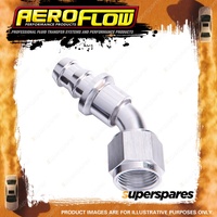 Aeroflow Brand 400 Series Push Lock Hose End Silver 45 Degree -4AN