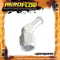 Aeroflow 45 Degree Hose Barb Pipe Fitting -6 AN To 3/8" 9.52mm Silver Finish