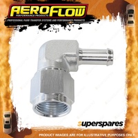 Aeroflow 90 Degree Hose Barb Pipe Fitting -8 AN To 3/8" Silver Finish