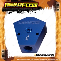 Aeroflow Billet Y-Block With 1/8" NPT Port - 3/8" To 3/8" Blue Finish