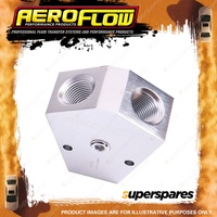 Aeroflow Billet Y-Block With 1/8" NPT Port - 1/2" To 3/8" Silver Finish