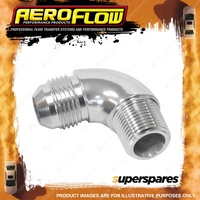 Aeroflow 90 Degree NPT To AN Full Flow Adapter 3/8" To -8 AN Silver