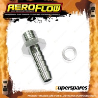 Aeroflow Metric To Barb Adapter M10 x 1.0mm to 7.93mm 5/16" Silver Finish