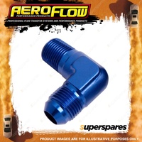 Aeroflow 90 Degree NPT To Male Flare Adapter Fitting 1/8" To -3AN Blue