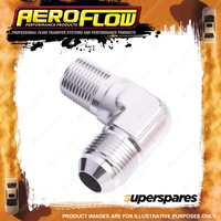 Aeroflow 90 Degree NPT To Male Flare Adapter Fitting 1/8" To -3AN Silver