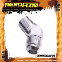 Aeroflow 45 Degree NPT To Male Flare Adapter Fitting 1/8" To -4AN Silver