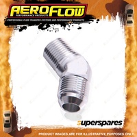 Aeroflow 45 Degree NPT To Male Flare Adapter 1/8" To -6 AN Silver